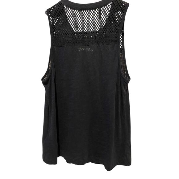 Express Button Up Tank Top XS Black V Neck Cotton Modal Crochet Minimalist - Picture 2 of 7